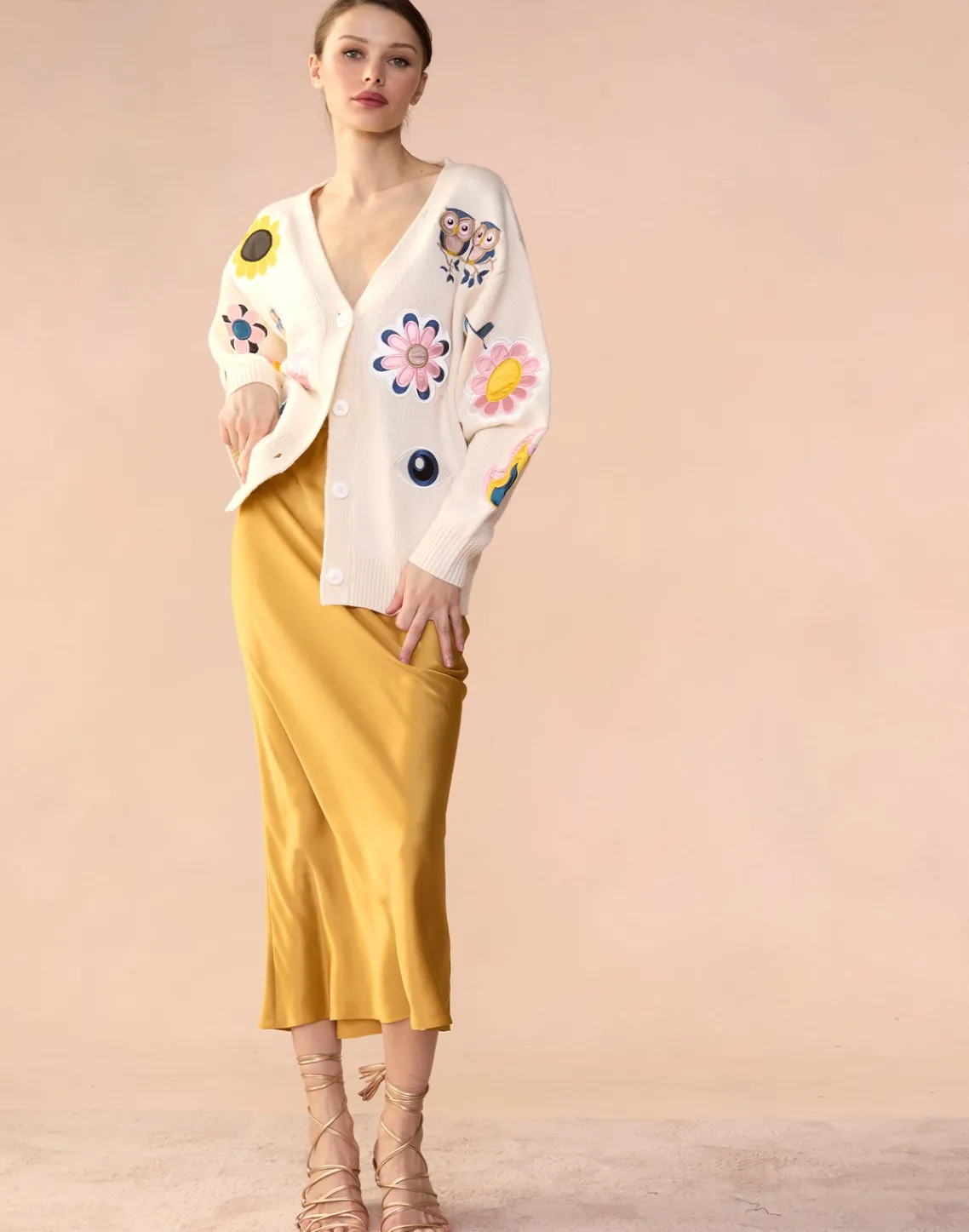 Cynthia Rowley Sienna Silk Skirt GLDYLW Outlet