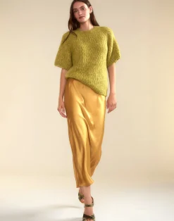 Cynthia Rowley Sienna Silk Skirt GLDYLW Outlet