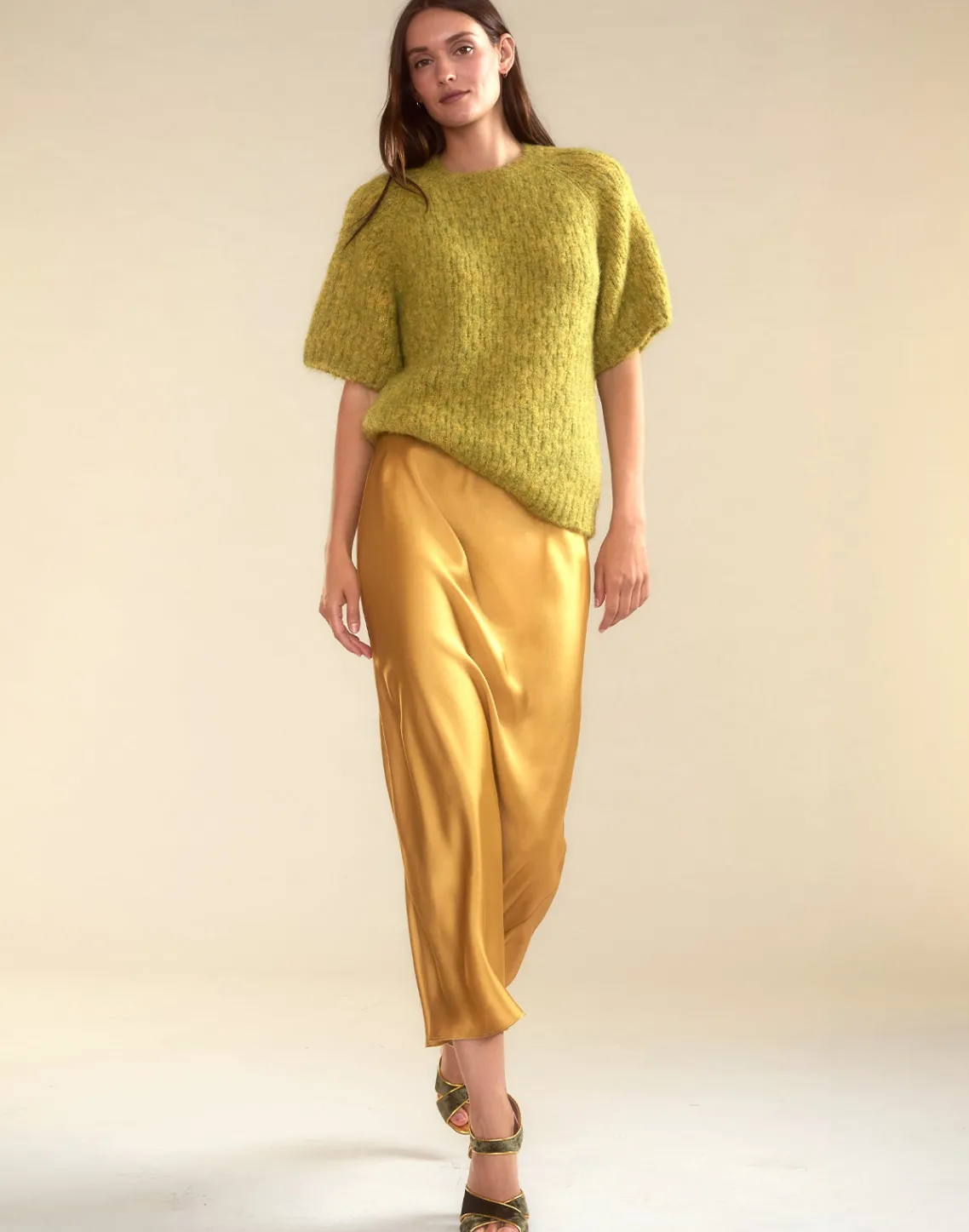 Cynthia Rowley Sienna Silk Skirt GLDYLW Outlet