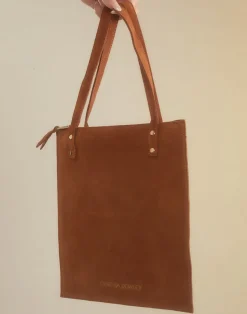 Cynthia Rowley Sleek Suede Tote BROWN Clearance
