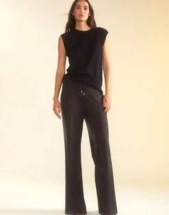 Cynthia Rowley Sleek Ultrasuede Lounge Pant BLACK Fashion