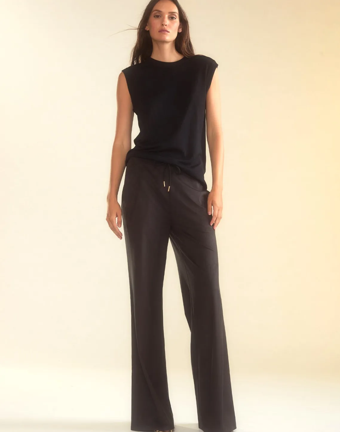 Cynthia Rowley Sleek Ultrasuede Lounge Pant BLACK Fashion