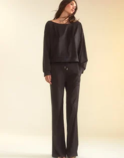Cynthia Rowley Sleek Ultrasuede Lounge Pant BLACK Fashion
