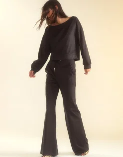 Cynthia Rowley Sleek Ultrasuede Lounge Pant BLACK Fashion