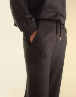 Cynthia Rowley Sleek Ultrasuede Lounge Pant BLACK Fashion