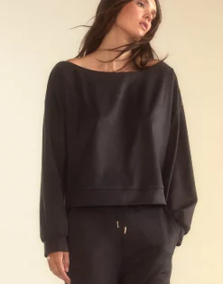 Cynthia Rowley Sleek Ultrasuede Pullover BLACK Discount