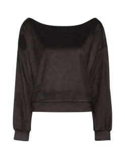 Cynthia Rowley Sleek Ultrasuede Pullover BLACK Discount