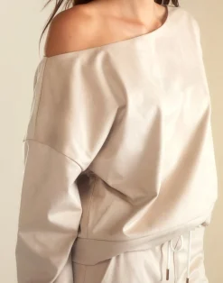 Cynthia Rowley Sleek Ultrasuede Pullover STONE Online