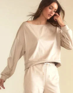 Cynthia Rowley Sleek Ultrasuede Pullover STONE Online