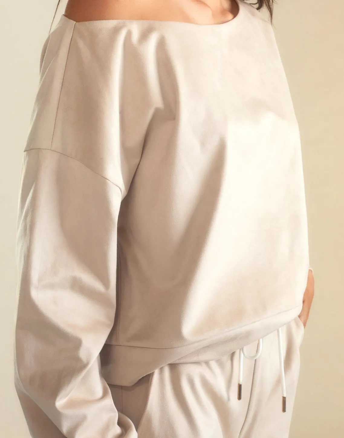 Cynthia Rowley Sleek Ultrasuede Pullover STONE Online