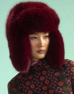 Cynthia Rowley Snow Bunny Trapper Hat BRGDY Discount