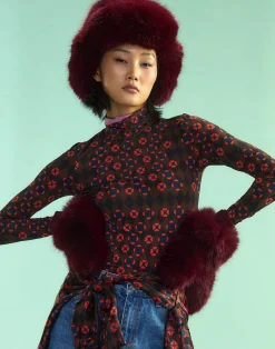 Cynthia Rowley Snow Bunny Trapper Hat BRGDY Discount