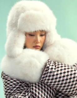 Cynthia Rowley Snow Bunny Trapper Hat IVORY Outlet