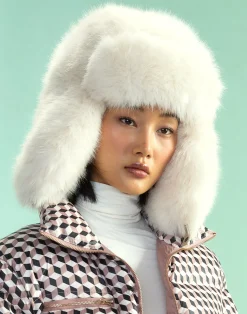 Cynthia Rowley Snow Bunny Trapper Hat IVORY Outlet