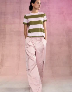 Cynthia Rowley Stripe Tee GRNPK Clearance