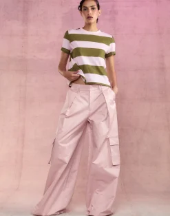 Cynthia Rowley Stripe Tee GRNPK Clearance