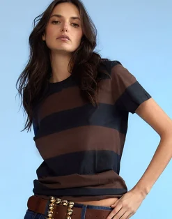 Cynthia Rowley Striped Tee BLKBR Outlet