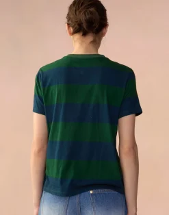 Cynthia Rowley Striped Tee GRNVY Sale