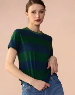 Cynthia Rowley Striped Tee GRNVY Sale