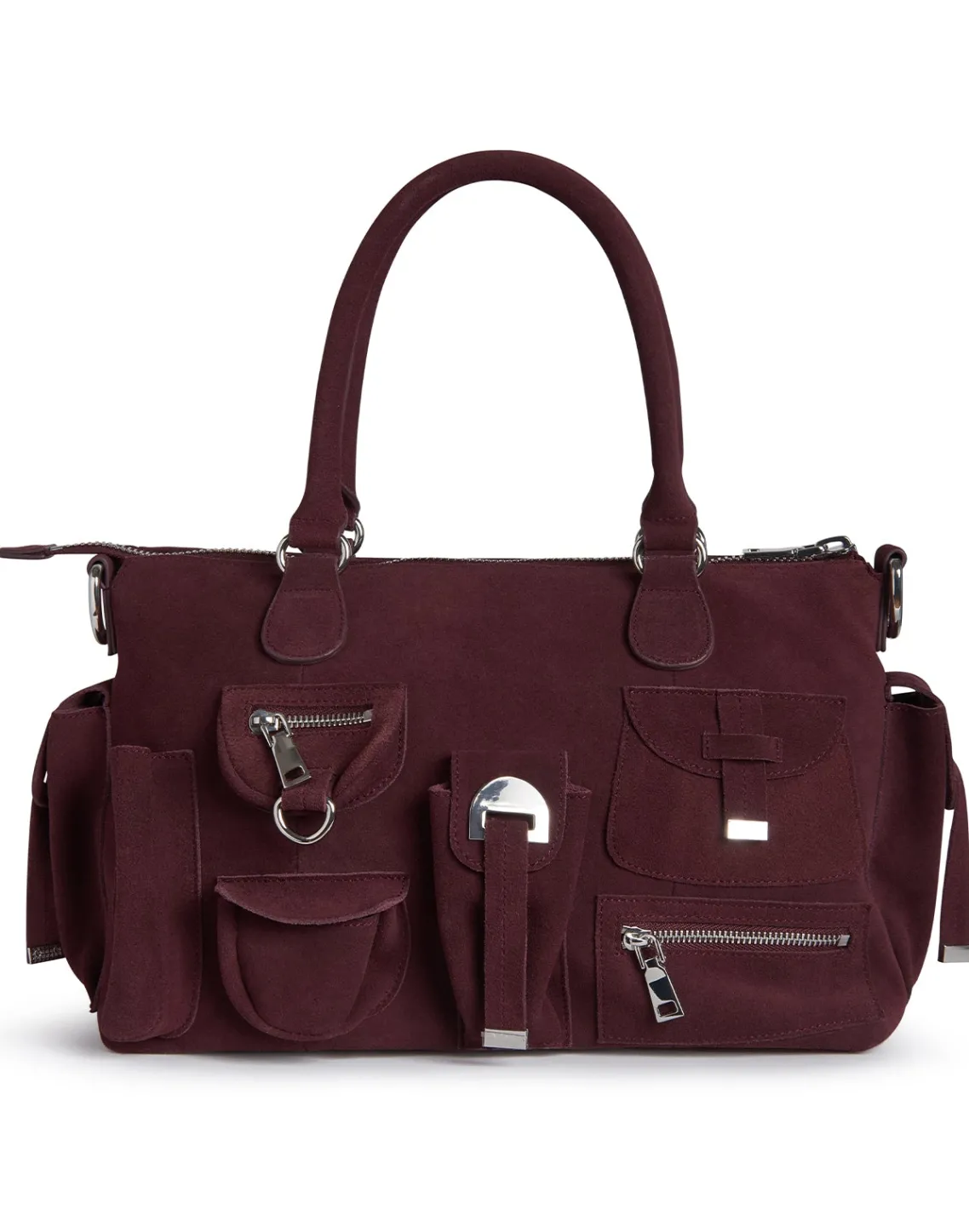 Cynthia Rowley Suede Cargo Pocket Shoulder Bag OXBLD Outlet