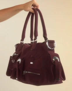 Cynthia Rowley Suede Cargo Pocket Shoulder Bag OXBLD Outlet