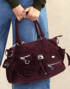 Cynthia Rowley Suede Cargo Pocket Shoulder Bag OXBLD Outlet