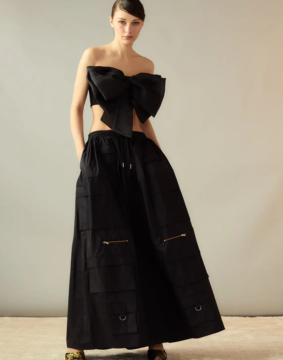 Cynthia Rowley Taffeta Cargo Skirt BLACK Outlet