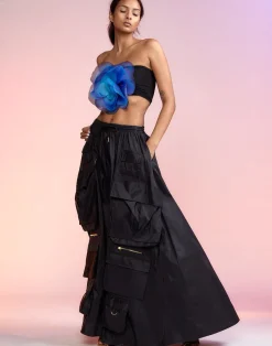 Cynthia Rowley Taffeta Cargo Skirt BLACK Outlet