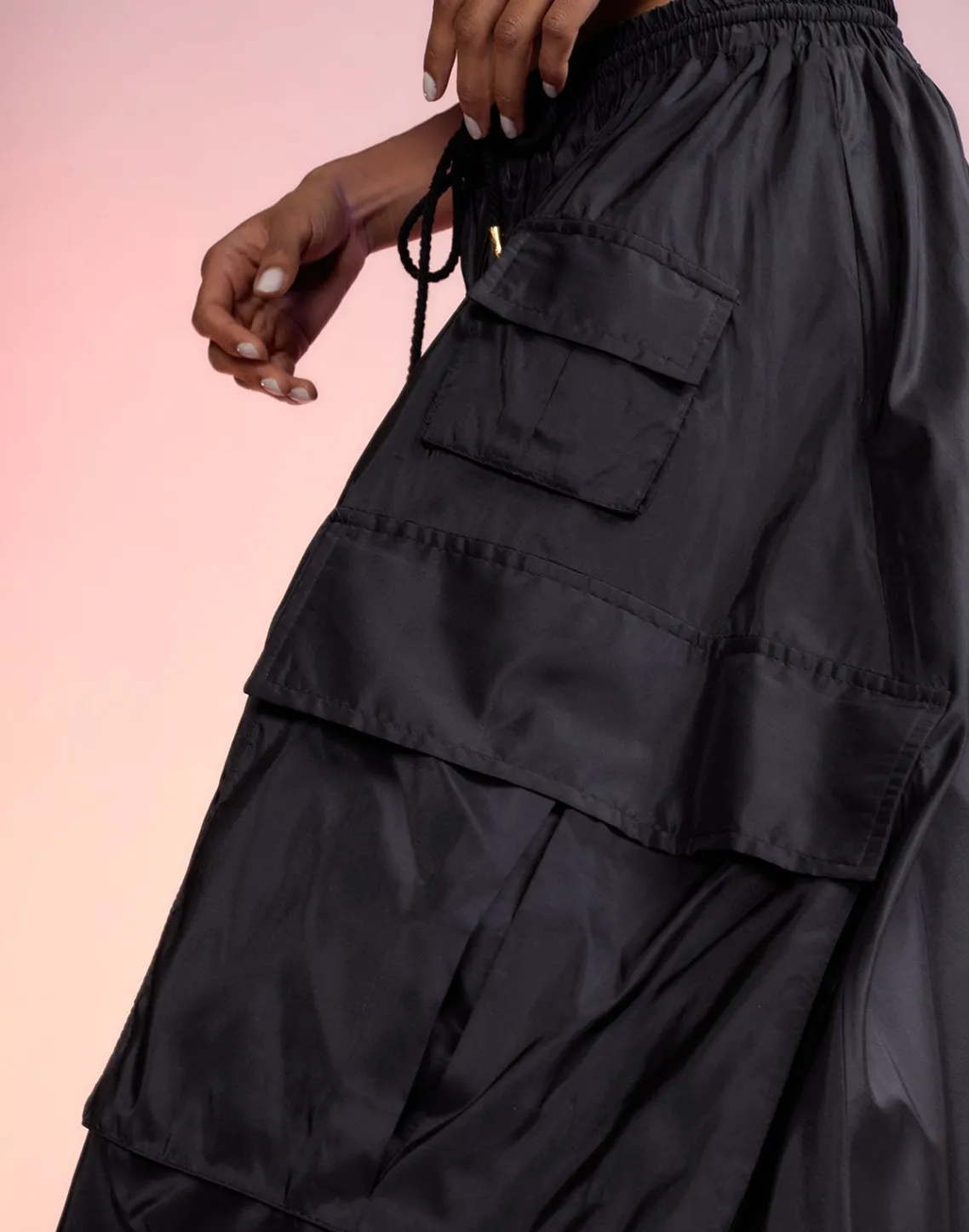 Cynthia Rowley Taffeta Cargo Skirt BLACK Outlet