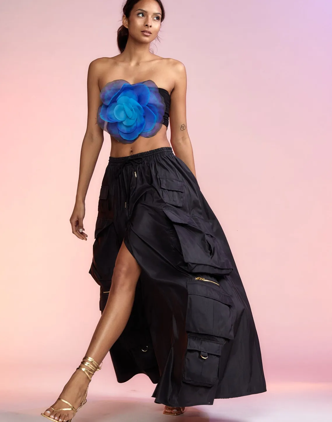 Cynthia Rowley Taffeta Cargo Skirt BLACK Outlet