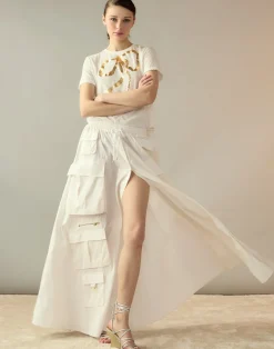 Cynthia Rowley Taffeta Cargo Skirt White Fashion