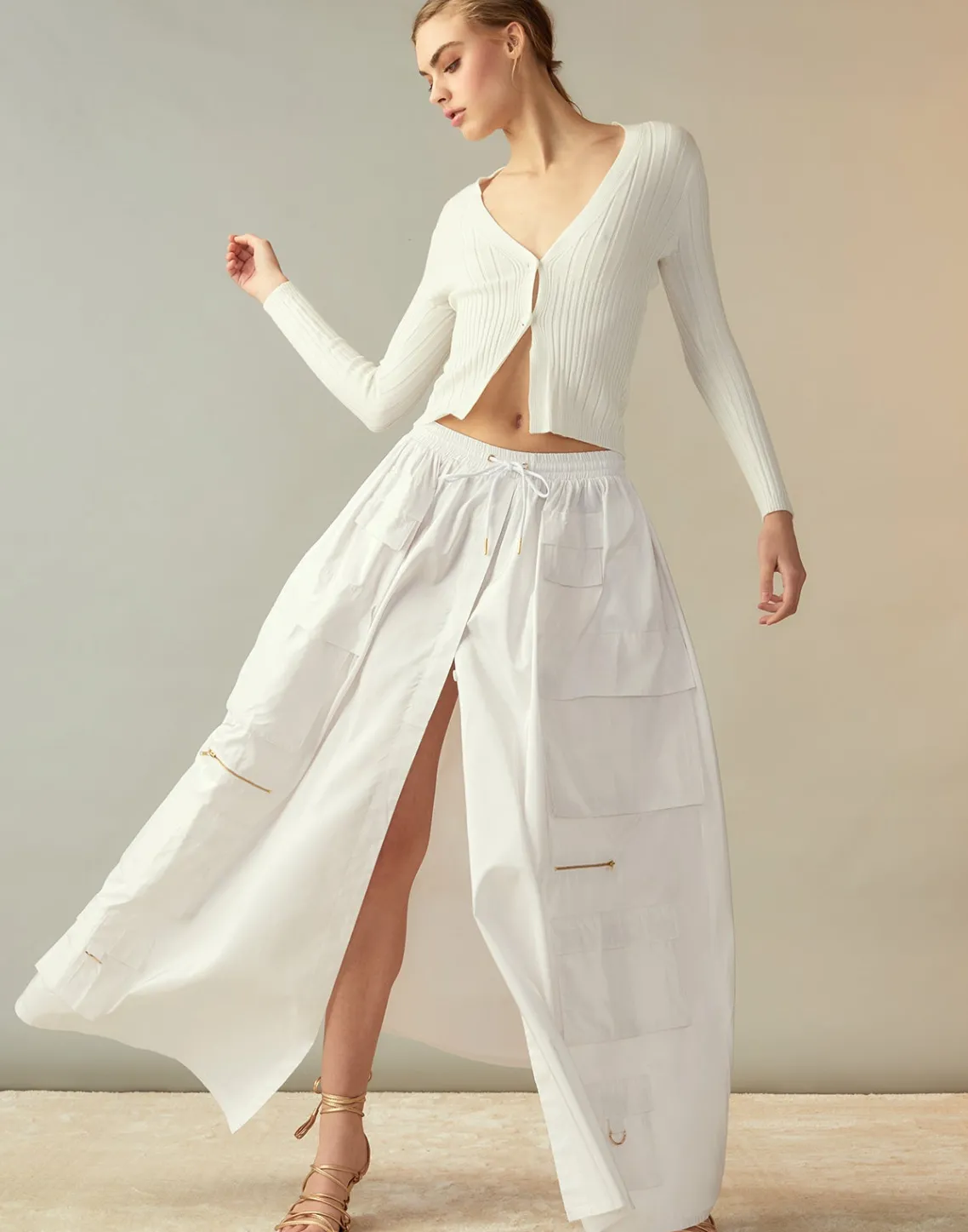 Cynthia Rowley Taffeta Cargo Skirt White Fashion