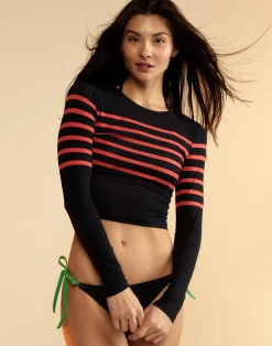 Cynthia Rowley Taylor Rashguard BLKRD Hot