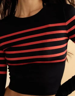 Cynthia Rowley Taylor Rashguard BLKRD Hot