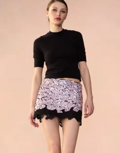 Cynthia Rowley The Cosmo Sequin Skirt BLKPNK Clearance