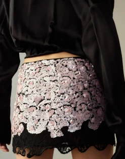 Cynthia Rowley The Cosmo Sequin Skirt BLKPNK Clearance