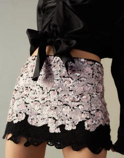 Cynthia Rowley The Cosmo Sequin Skirt BLKPNK Clearance