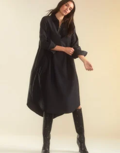 Cynthia Rowley Undercover Silk Taffeta Shirt Dress BLACK Clearance