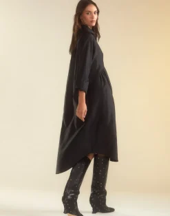 Cynthia Rowley Undercover Silk Taffeta Shirt Dress BLACK Clearance