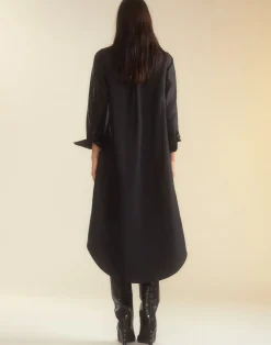 Cynthia Rowley Undercover Silk Taffeta Shirt Dress BLACK Clearance