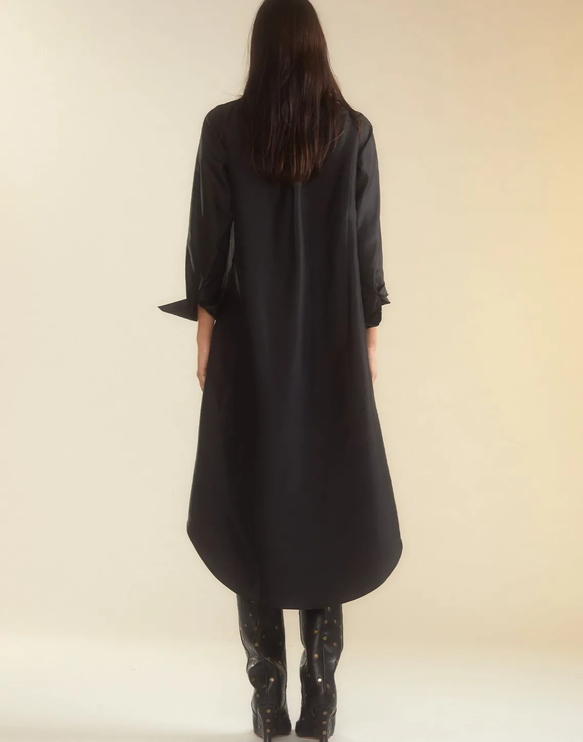 Cynthia Rowley Undercover Silk Taffeta Shirt Dress BLACK Clearance