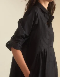 Cynthia Rowley Undercover Silk Taffeta Shirt Dress BLACK Clearance