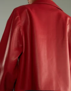 Cynthia Rowley Vegan Leather Jacket Red Best