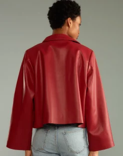 Cynthia Rowley Vegan Leather Jacket Red Best