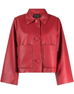 Cynthia Rowley Vegan Leather Jacket Red Best