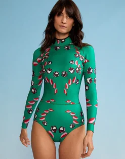 Cynthia Rowley Vine Floral High Cut Wetsuit GRVFLO New