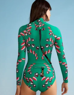 Cynthia Rowley Vine Floral High Cut Wetsuit GRVFLO New