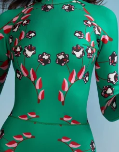 Cynthia Rowley Vine Floral High Cut Wetsuit GRVFLO New
