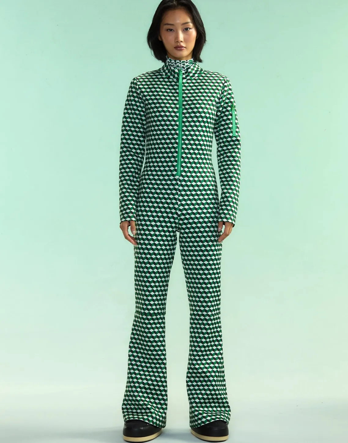 Cynthia Rowley Water Repellent Bonded Jumpsuit GRNMT Fashion