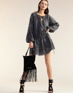 Cynthia Rowley Wellesley Embroidered Dress HGREY Clearance